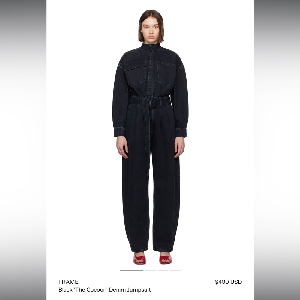 Frame “The Cocoon” Black Denim Jumpsuit